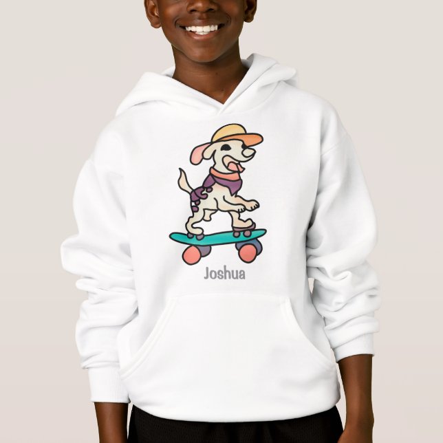 Street Retro Dog auf Skateboard | Funny Hoodie (Vorderseite)