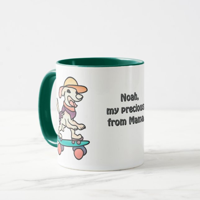 Street Retro Dog auf Skateboard | Funny Tasse (Vorderseite Links)