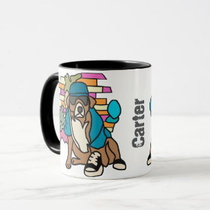 Street Retro Dog, Cap and Sneakers Funny Tasse