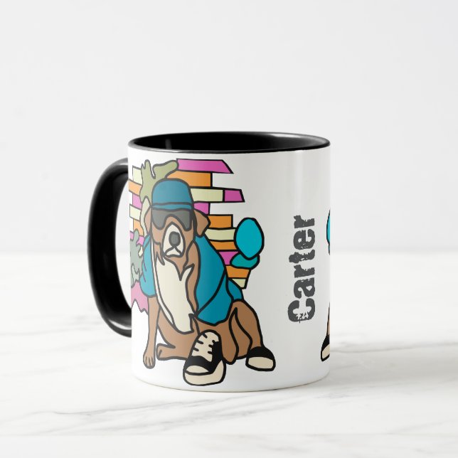 Street Retro Dog, Cap and Sneakers | Funny Tasse (Vorderseite Links)