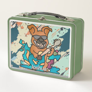 Street Retro Dog mit Gitarre   Funny Metall Brotdose