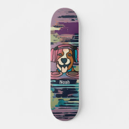 Street Retro Dog mit Kopfhörern | Funny Skateboard