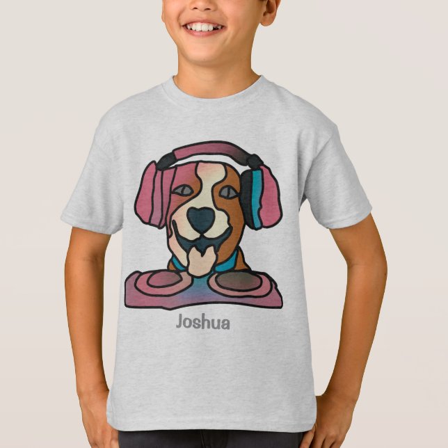 Street Retro Dog mit Kopfhörern | Funny T-Shirt (Vorderseite)
