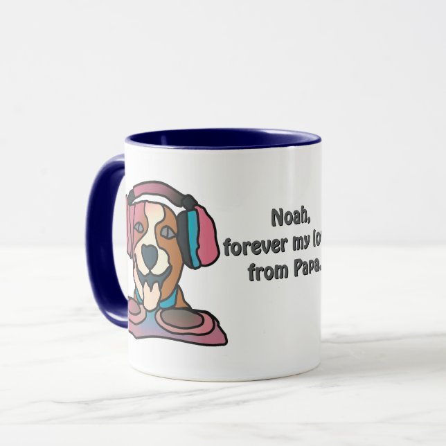 Street Retro Dog mit Kopfhörern | Funny Tasse (Vorderseite Links)