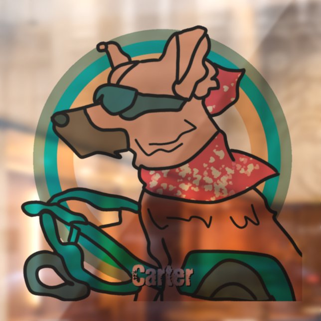 Street Retro Dog mit Sonnenbrille | Funny Fensteraufkleber (Blatt 2)