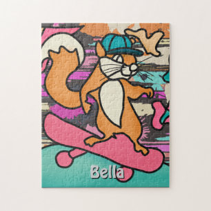 Street Retro Eichhörnchen auf Skateboard   Funny