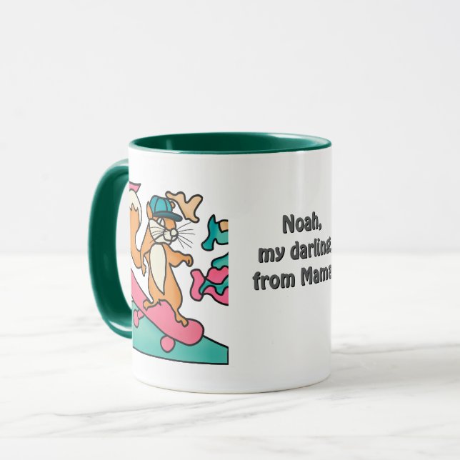Street Retro Eichhörnchen auf Skateboard | Funny Tasse (Vorderseite Links)