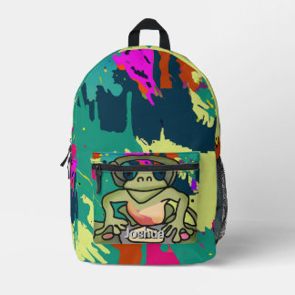 Street Retro Frog mit Kopfhörern | Funny Bedruckter Rucksack