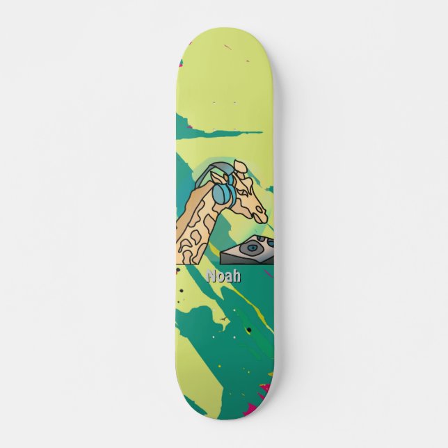 Street Retro Giraffe mit Kopfhörern Skateboard (Vorne)