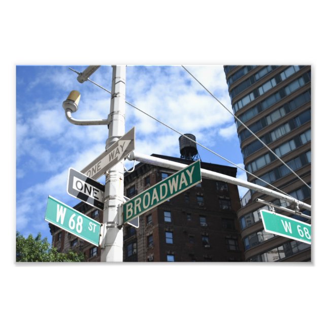 Street Sign Broadway W. 68. Upper West Side NYC Fotodruck (Vorne)