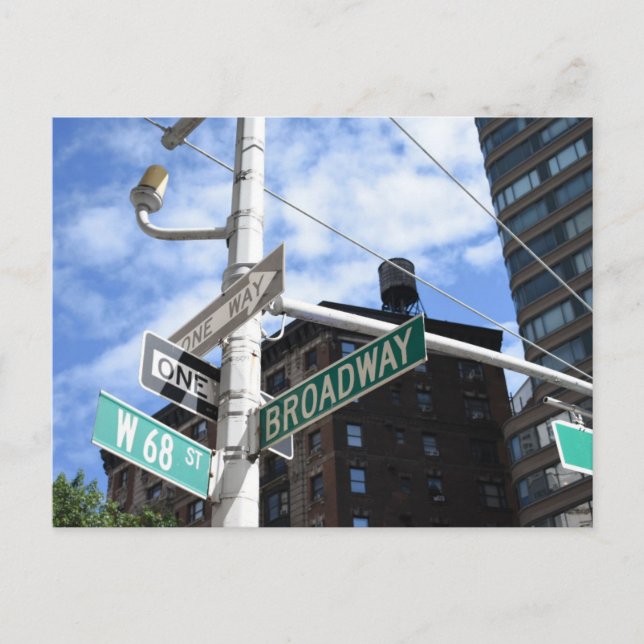 Street Sign Broadway W. 68. Upper West Side NYC Postkarte (Vorderseite)