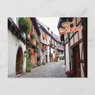 Street-Szene in Eguisheim, Frankreich Postkarte