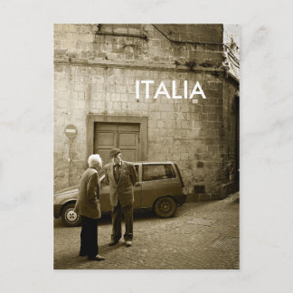 Street Szene in sepia Postkarte mit Text: "Italia"