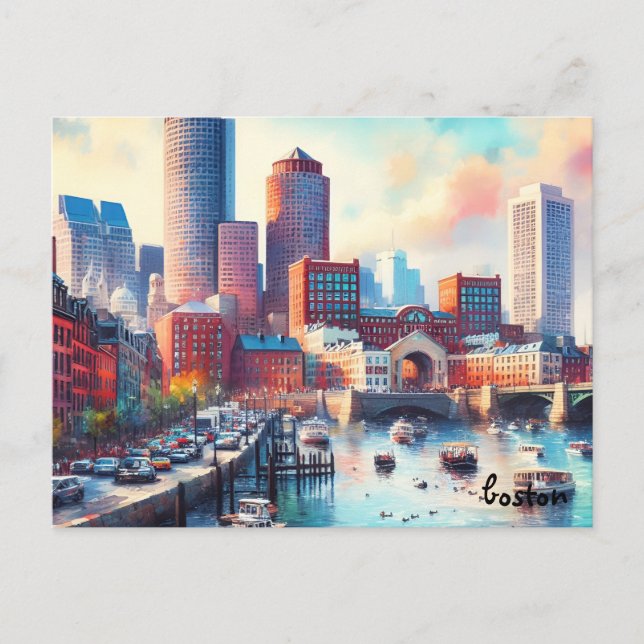 Street Travel Vintag Boston Postkarten kaufen (Vorderseite)