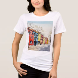 Street with colorful houses Tri-Blend shirt