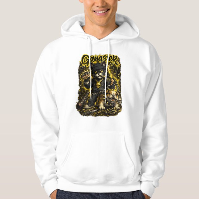 Streetwear Cat Illustration Hoodie (Vorderseite)