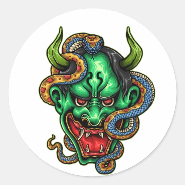 Streetwear Green Dragon Tattoo Runder Aufkleber (Vorderseite)