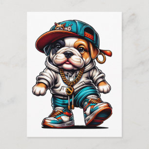 Streetwear Hip Hop Bulldogg Postkarte