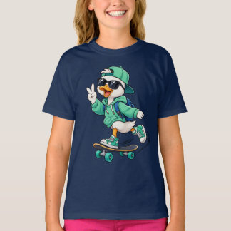 Streetwear Skater Enten Grafik T-Shirt – Trendige