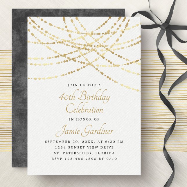 Streichellichter Gold Elegante Hochzeit Jahrestag Einladung (Von Creator hochgeladen)