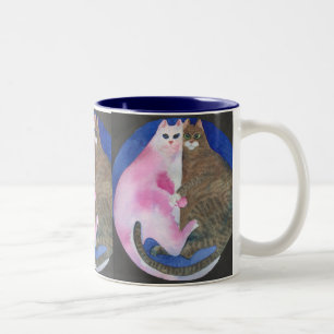 Streichelnde fette Katzen-Tasse Zweifarbige Tasse