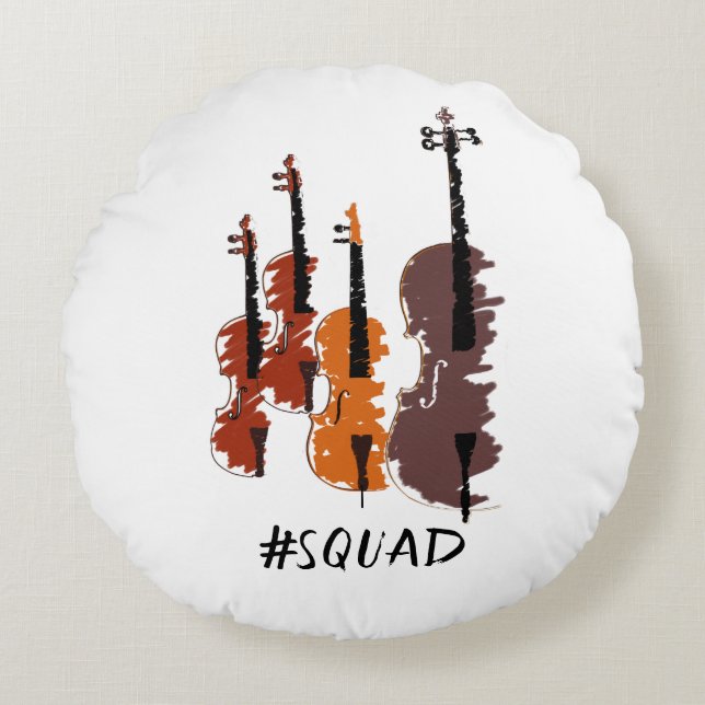 Streichinstrumente für Squad Rundes Kissen (Vorderseite)