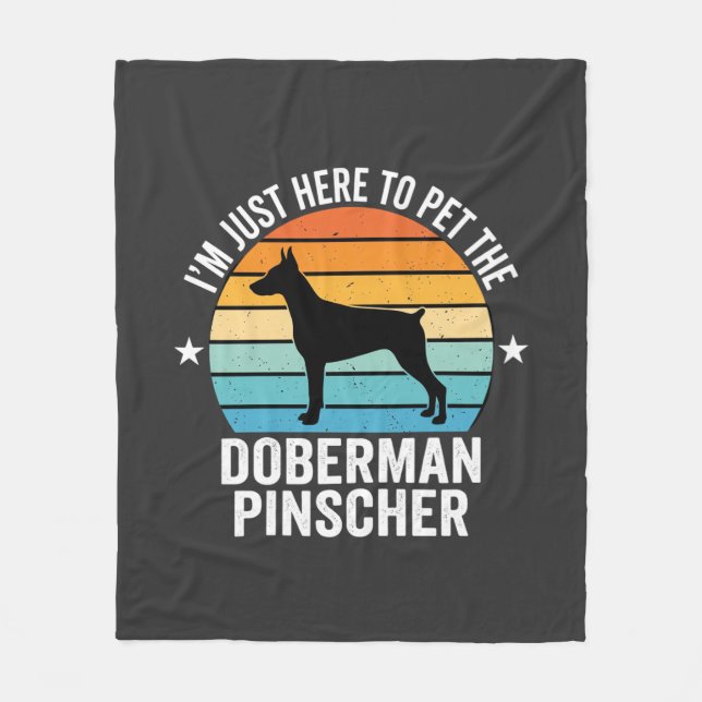 Streichle den Dobermann Pinscher Retro Fleecedecke (Vorderseite)