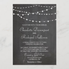 Streichlichter auf der Chalkboard-Hochzeitseinladu Einladung
