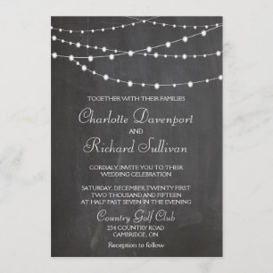 Streichlichter auf der Chalkboard-Hochzeitseinladu Einladung
