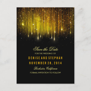 Streichlichter Goldbarren Save the Date schwarz Ankündigungspostkarte