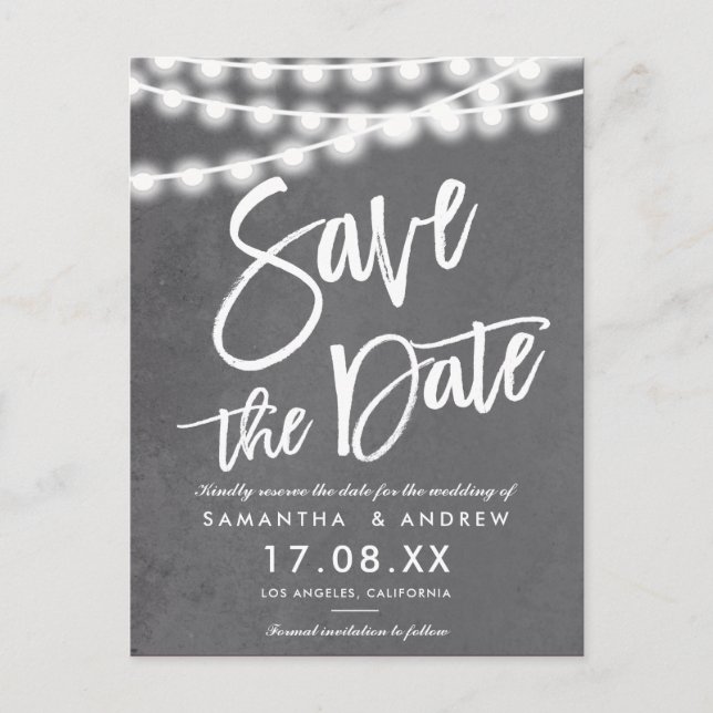 Streichlichter mit grauem Zement Save the Date Ankündigungspostkarte (Vorderseite)