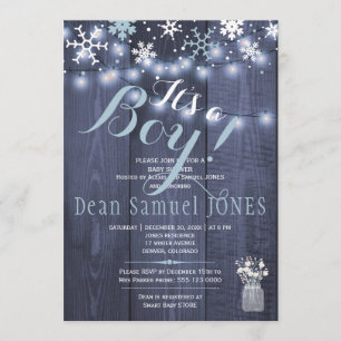 Streichlichter Schneeflocken Stallholzjunge Babydu Einladung