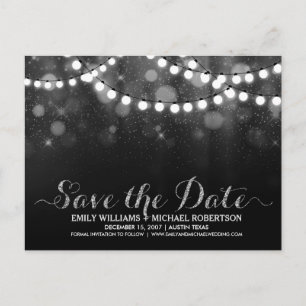 Streichlichter, silberfarben Save the Date Ankündigungspostkarte