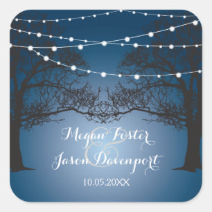Streichlichter und Hochzeitsticker Quadratischer Aufkleber