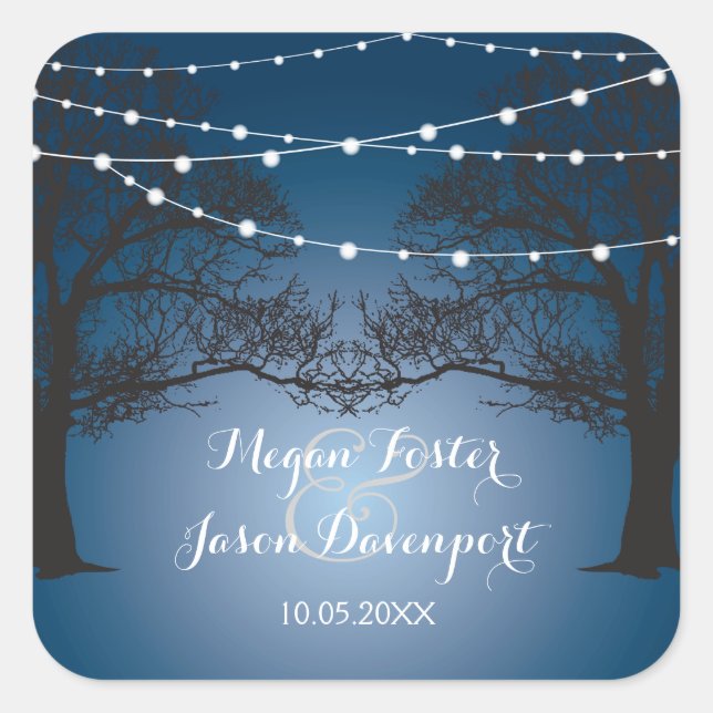Streichlichter und Hochzeitsticker Quadratischer Aufkleber (Vorderseite)
