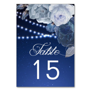 Streichlichtsterne Blau Elegante Hochzeit Tischnummer