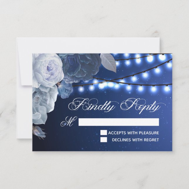 Streichlichtsterne Blue Elegant RSVP Karte (Vorderseite)