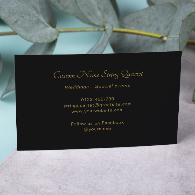 Streichquartett Beruflich Musiker Black Gold Visitenkarte (Von Creator hochgeladen)