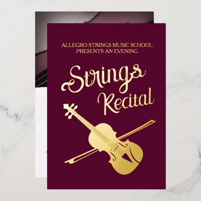 Streichsängerin der klassischen Geigenschule Folieneinladung (Vorderseite/Rückseite)