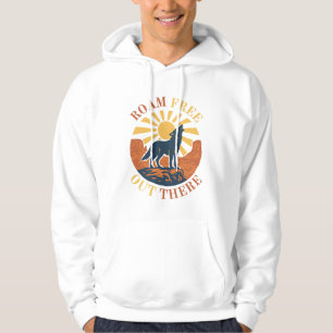 Streife Frei Dort Draußen – Vintage-Wüstenwolf-Gra Hoodie