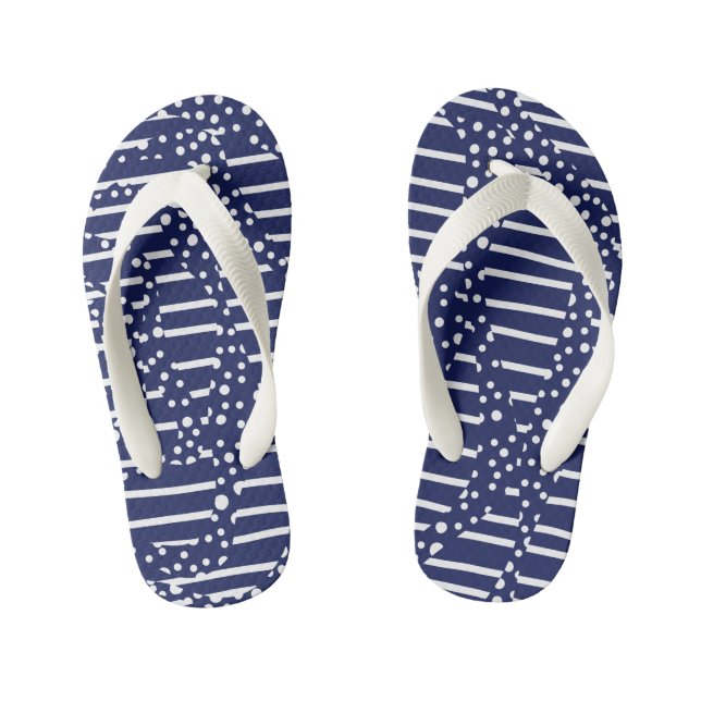 Streifen 2 - Blau und Weiß Kinderbadesandalen (Fußbett)