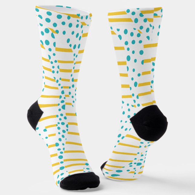 Streifen 2 in Türkis, Gelb und Weiß Socken (Gewinkelt)