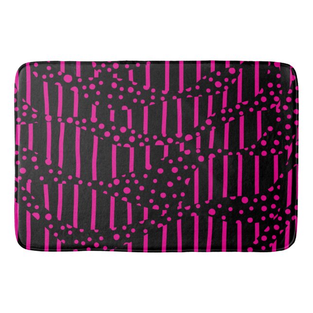 Streifen 2 - Magenta und Schwarz Badematte (Vorderseite)