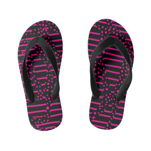 Streifen 2 - Magenta und Schwarz Kinderbadesandalen