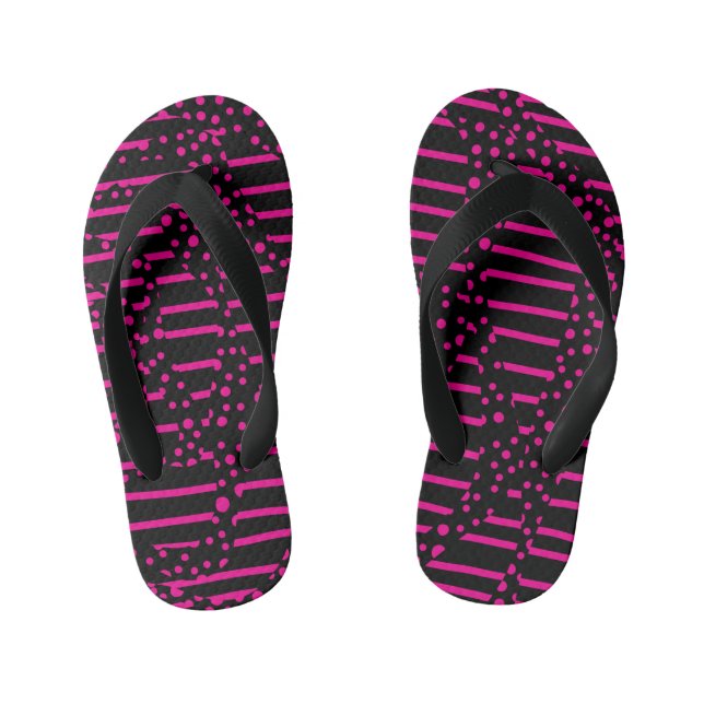 Streifen 2 - Magenta und Schwarz Kinderbadesandalen (Fußbett)