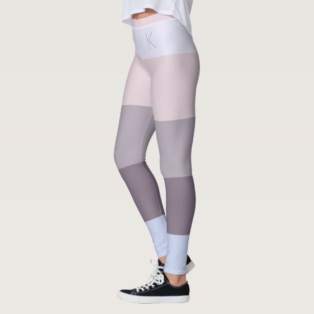 Streifen, 5 Farben Blau, grau, rosa, Monogramm Leggings (Links)