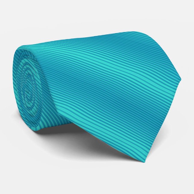 Streifen - Aqua Türkis Cyan Blue Krawatte (Gerollt)