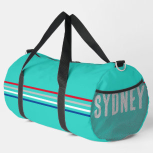 Streifen auf Aquamarinem Individuelle Name Duffle Bag