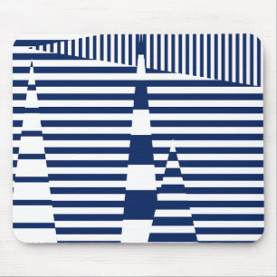 Streifen auf Streifen in Blau und Weiß Mousepad