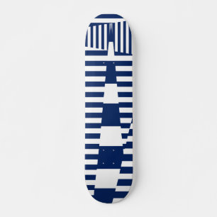 Streifen auf Streifen in Blau und Weiß Skateboard